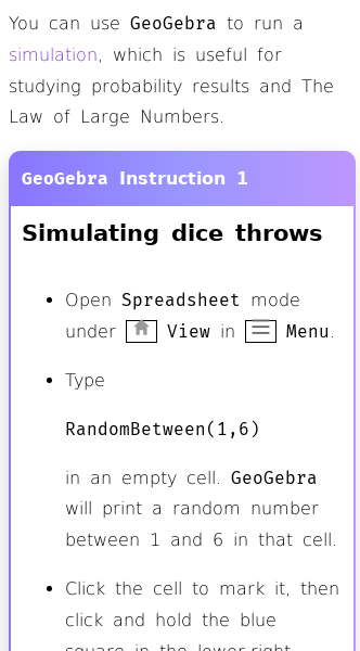 Article on Relative Frequency and Law of Large Numbers in GeoGebra