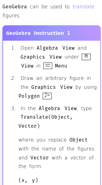 Article on Translation of Figures in GeoGebra