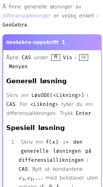 Oppslag om Hvordan løse differensiallikninger med GeoGebra