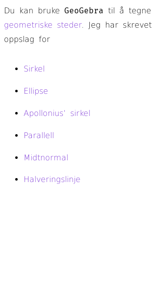 Oppslag om Hvordan finne geometrisk sted i GeoGebra