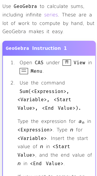 Article on How to Use the Sum Command in GeoGebra for Sums and Series