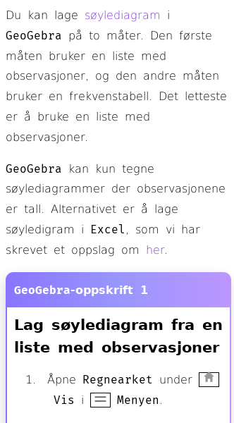 Oppslag om Hvordan lage et søylediagram i GeoGebra