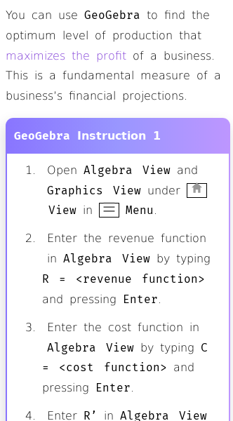 Article on How to Find Profit-maximizing Input with GeoGebra