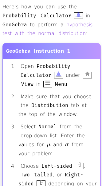 Article on Hypothesis Testing with Normal Distribution in GeoGebra