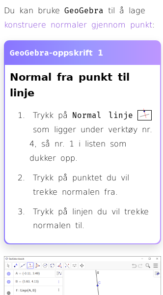 Oppslag om Hvordan lage en normal i GeoGebra