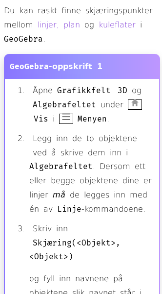 Oppslag om Hvordan finne skjæringspunkt i GeoGebra