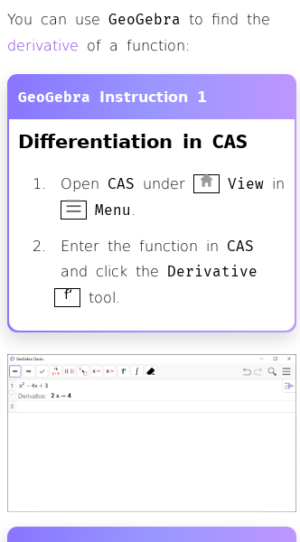 Article on How to Find the Derivative of a Function in GeoGebra