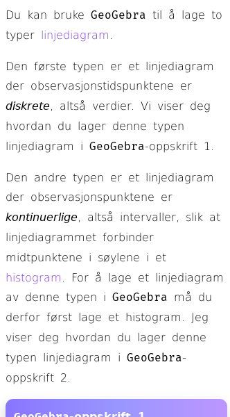 Oppslag om Hvordan lage et linjediagram i GeoGebra