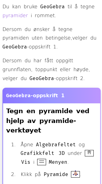 Oppslag om Hvordan lage en pyramide i GeoGebra