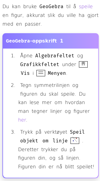 Oppslag om Hvordan speile i GeoGebra