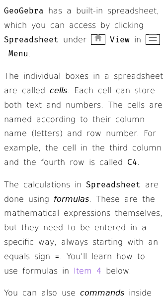 Article on How to Use the Spreadsheet View in GeoGebra