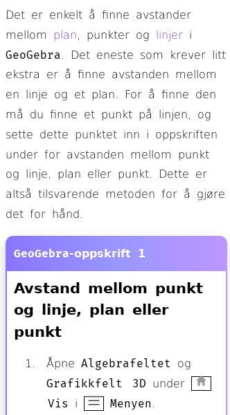 Oppslag om Hvordan bruke GeoGebra til å regne ut avstand