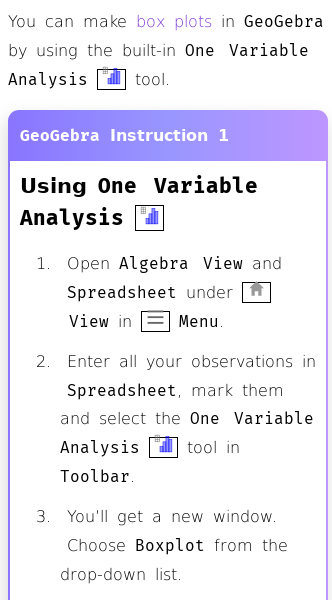 Article on How to Make a Box Plot with GeoGebra