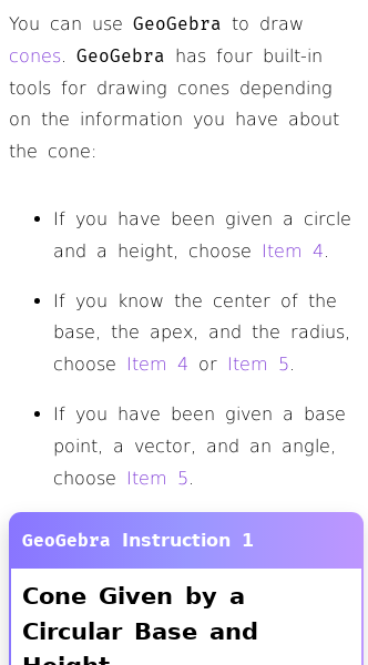 Article on How to Make a Cone in GeoGebra