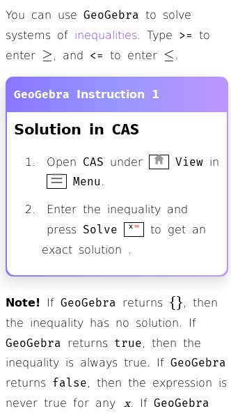 Article on How to Solve Inequalities in GeoGebra