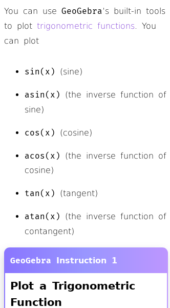 Article on How to Graph a Trigonometric Function in GeoGebra