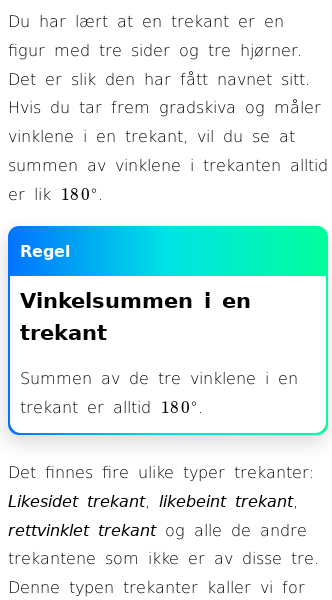 Oppslag om Vinkelsummen av en trekant