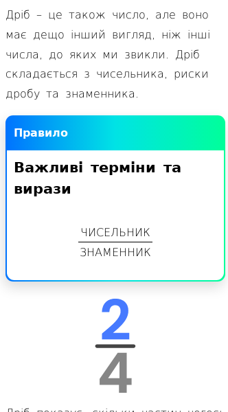 Стаття про Що таке дроби?