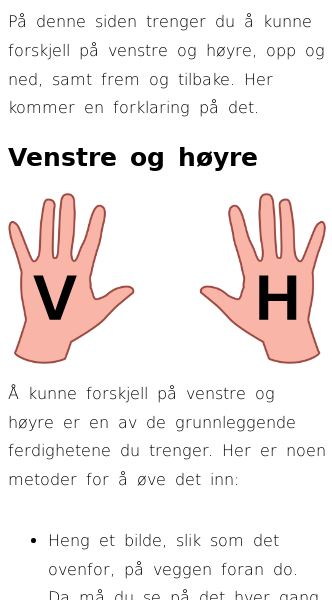 Oppslag om Venstre og høyre, opp og ned, frem og tilbake