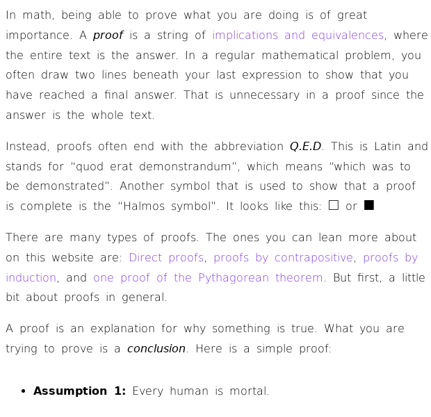 Types of Mathematical Proofs. What is a proof?