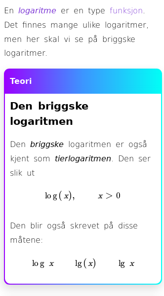 Oppslag om Hva er en logaritme?