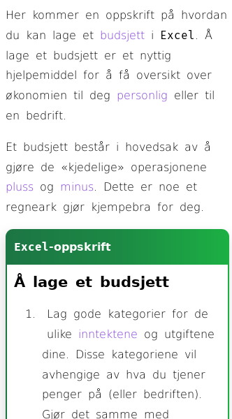 Oppslag om Hvordan sette opp budsjett i Excel