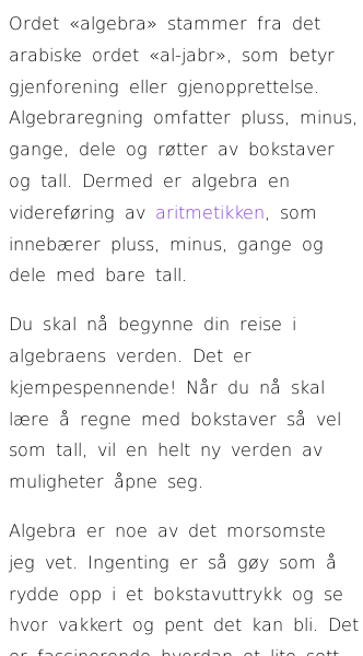 Oppslag om Derfor trenger du algebra