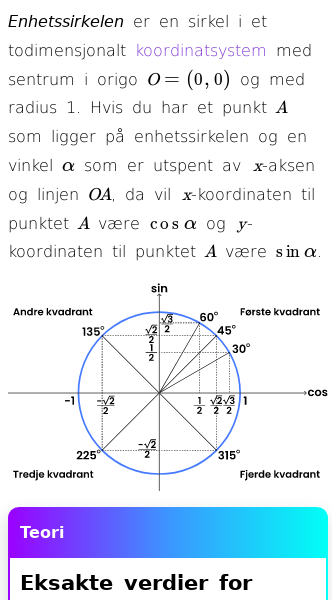 Oppslag om Hva er enhetssirkelen?