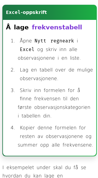 Oppslag om Hvordan lage frekvenstabell i Excel