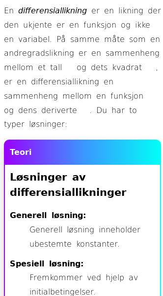 Oppslag om Hva er en differensiallikning?