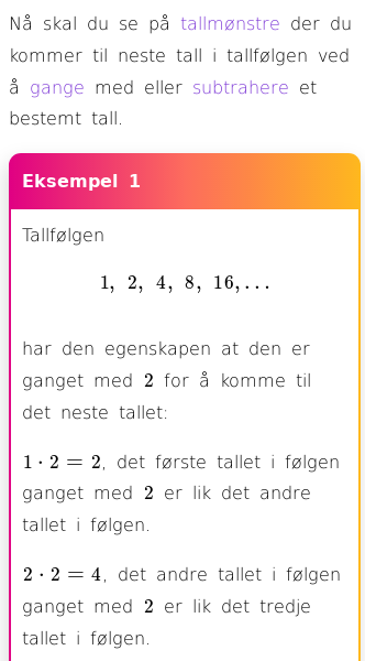 Oppslag om Undersøke tallmønstre