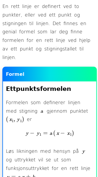 Oppslag om Hva er ettpunktsformelen?