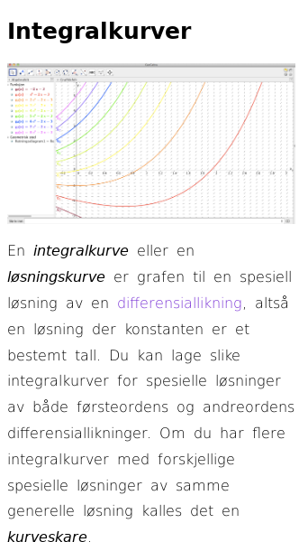 Oppslag om Integralkurver og retningsdiagrammer