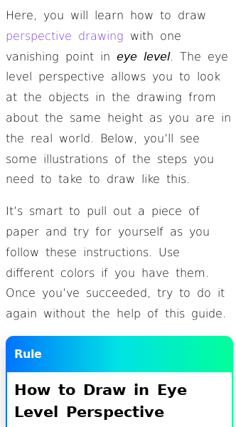 Article on Drawing Eye Level Perspective with One Vanishing Point