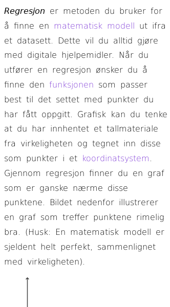 Oppslag om Regresjon for å finne matematisk modell