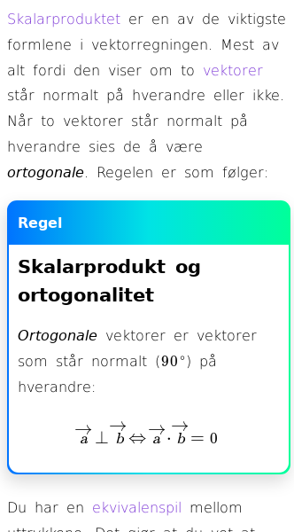 Oppslag om Skalarproduktet i tre dimensjoner