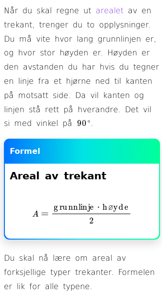 Oppslag om Areal av trekant