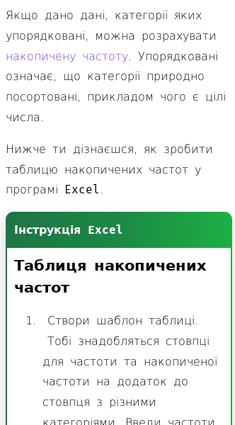 Стаття про Як побудувати таблицю накопиченої частоти в Excel