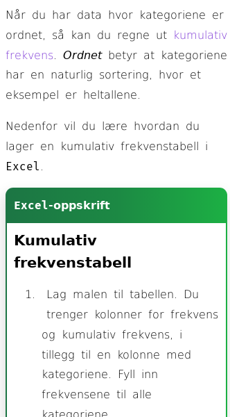 Oppslag om Hvordan finne kumulativ frekvens i Excel