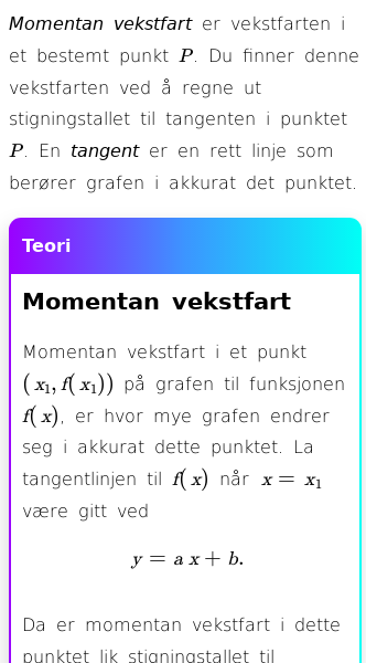 Oppslag om Momentan vekstfart