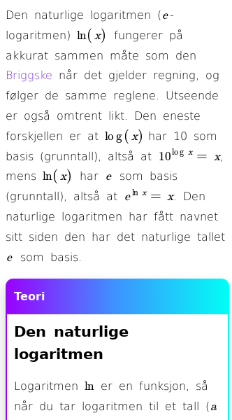 Oppslag om Hva er den naturlige logaritmen?