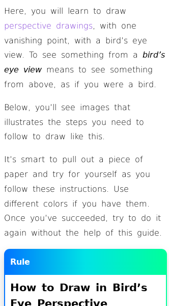 Article on Drawing Bird's Eye View with One Vanishing Point