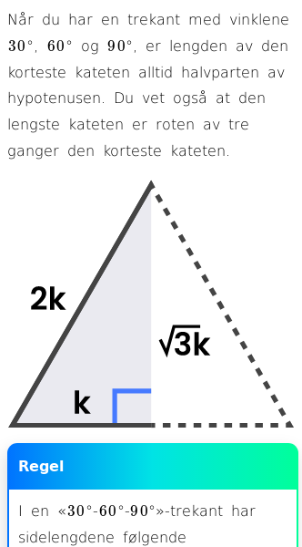 Oppslag om Trekanter – 30°, 60°, 90°