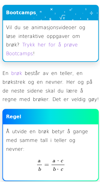 Oppslag om Utvide brøk