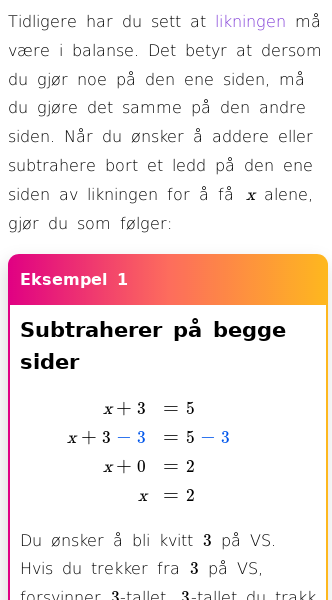 Oppslag om Hvordan løse likninger (flytte-bytte-regelen)