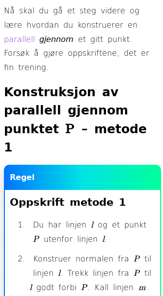 Oppslag om Hvordan konstruere en parallell gjennom et punkt