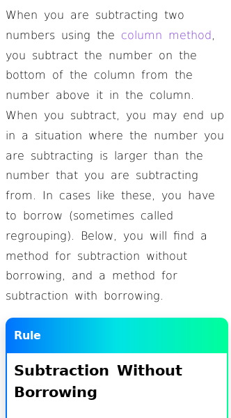 Article on How to Subtract Using the Column Method