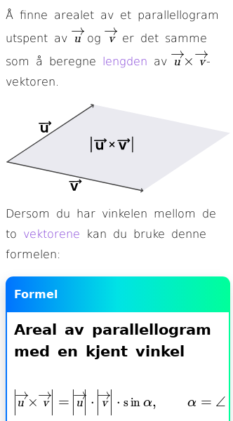 Oppslag om Arealet av et parallellogram