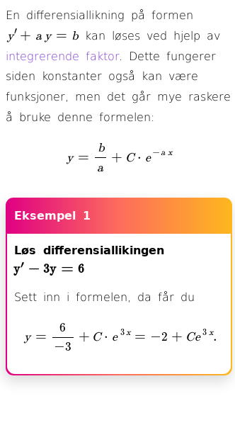 Oppslag om Konstante koeffisienter (Førsteordens differensiallikninger)