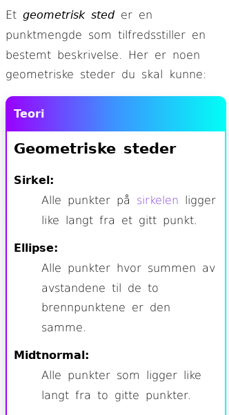 Oppslag om Geometriske steder